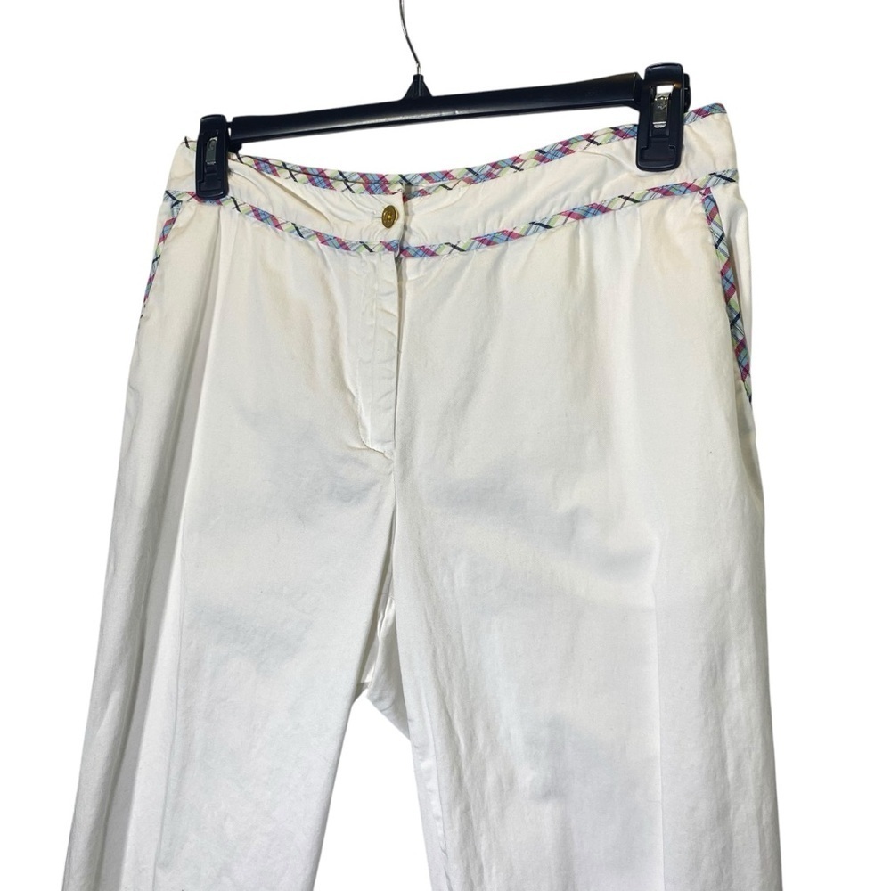 LIZGOLF by Liz Claiborne JACKIE White plaid accent trim cropped Pants Size 12